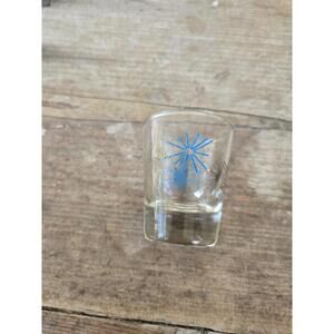 VINTAGE ATOMIC STARBURST SHOTGLASS GOLD BLUE/WHITE, Old Barware Gift For Dad